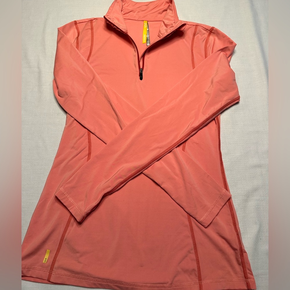 LOLE. Coral/Orange long sleeve front zipper jacket. Size 3